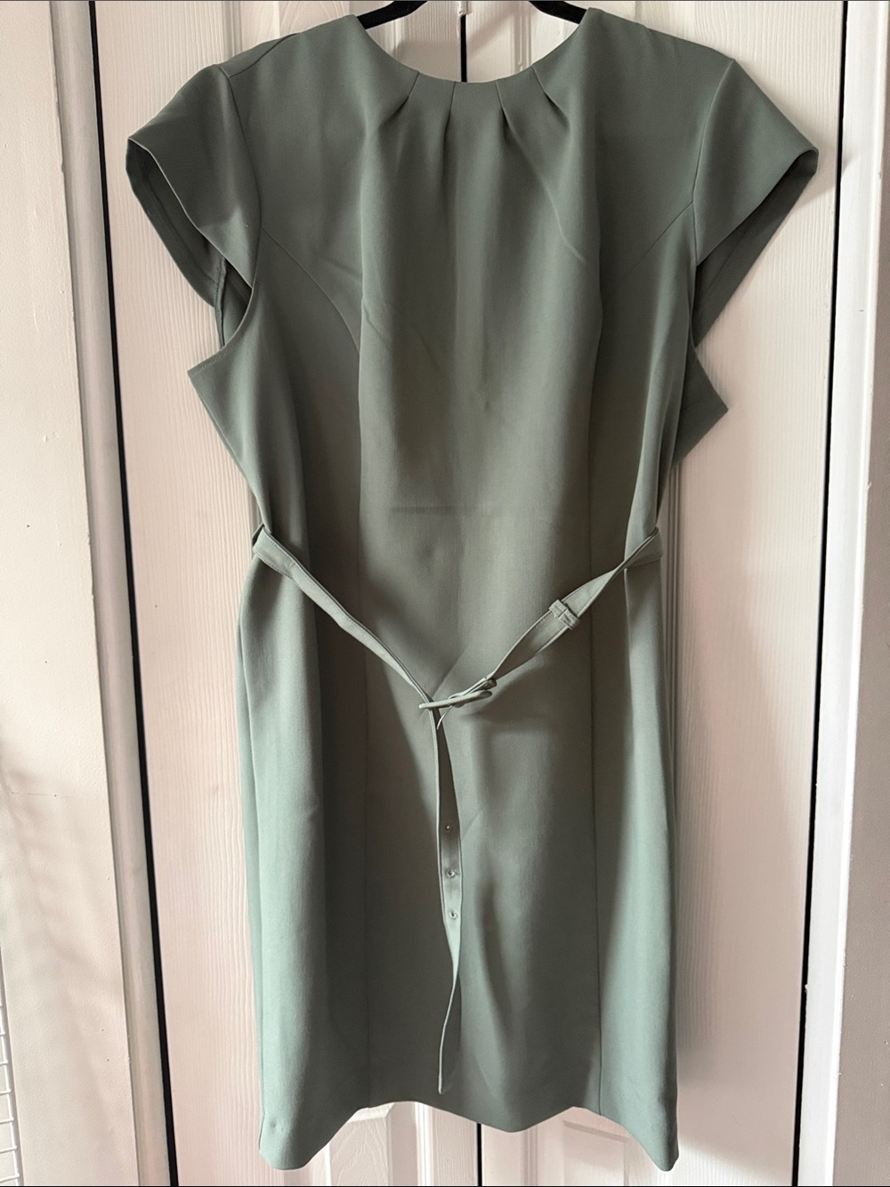 H&M Mint Green Cap-Sleeve Midi Dress with Waist Tie